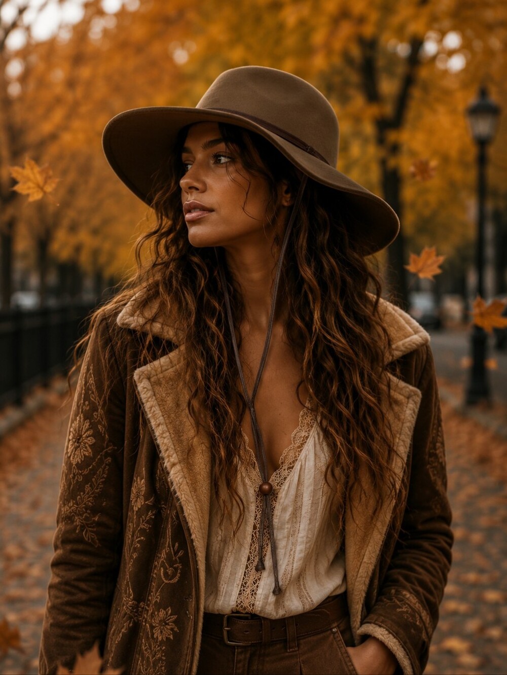 Brooklyn Hat Company Brown Felt Wool Fedora Hat Wide Brim Chin Strap Women’s OS
